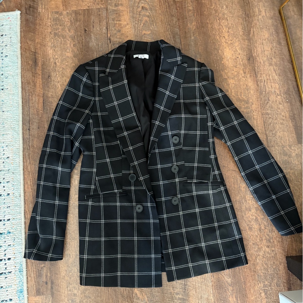 Bar III Black Jacket with White Check Pattern